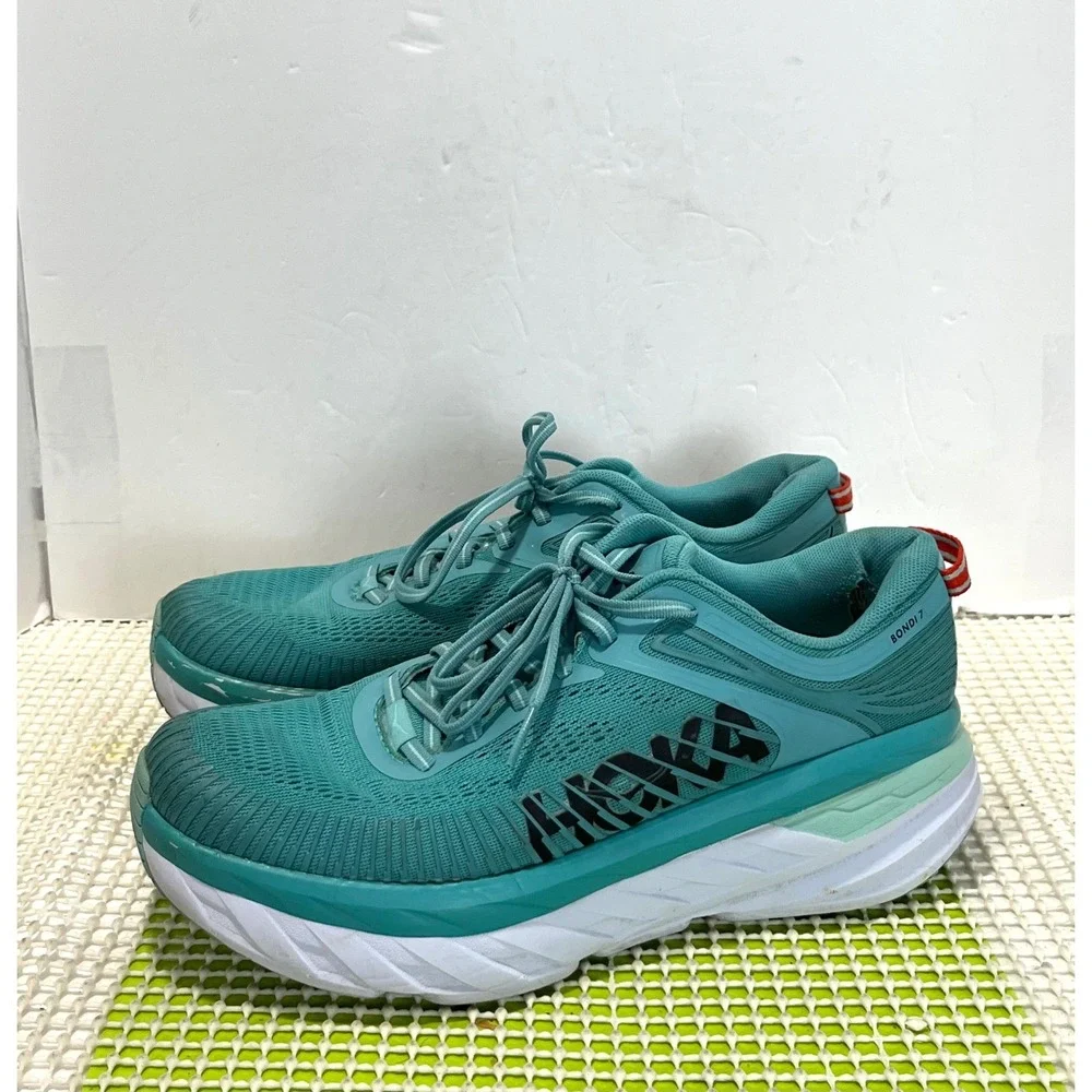 Hoka One One Bondi 7 Women's 10 Blue Aqua Sky Running Shoes 1110519 GOOD